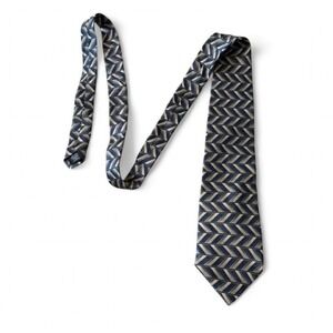 DAMAGED Vintage 90s Stafford Navy Geometric Silk Tie